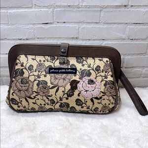 Petunia Pickle Bottom Brown and Pink Floral Women's‎ Wristlet